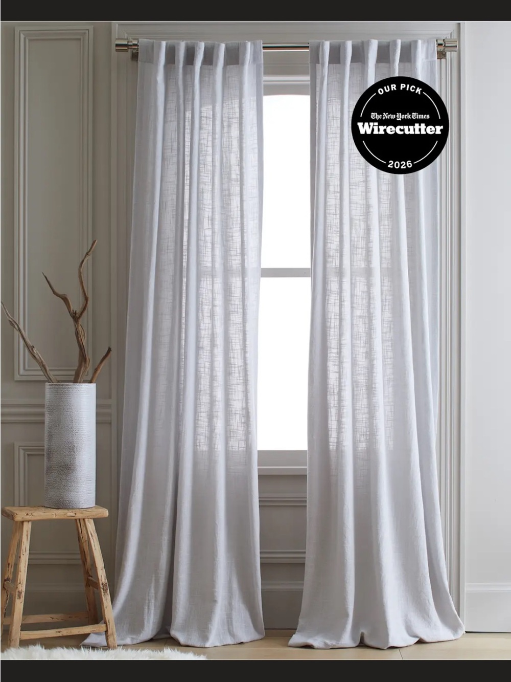 Quince Cotton Sheer Curtain Panel Set (of 2) Cloud 48” X 96” NWT